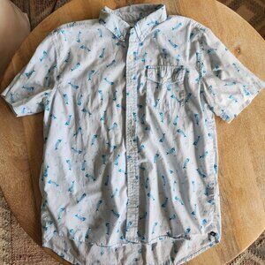 ALTRU - Short Sleeve Fish Button Up Large